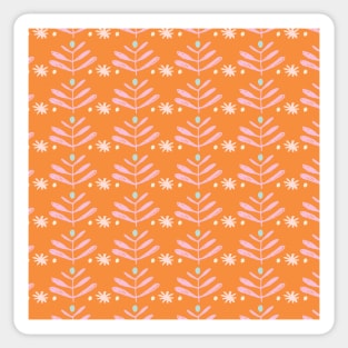 Orange and Pink Retro Blooms Sticker